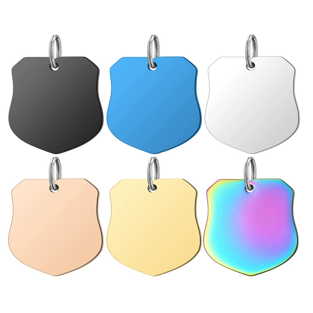 Stainless Steel Engravable Shield Cat Dog Tags ( pk of 10 ) / KT0044