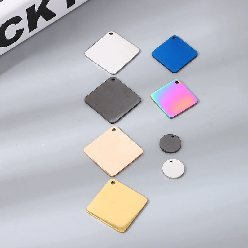 Stainless Steel Engravable Square Cat Dog Tags ( pk of 10 ) / KT0042