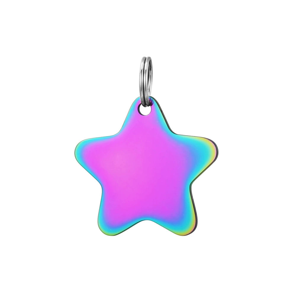 Stainless Steel Engravable Star Cat Dog Tags ( pk of 10 ) / KT0043