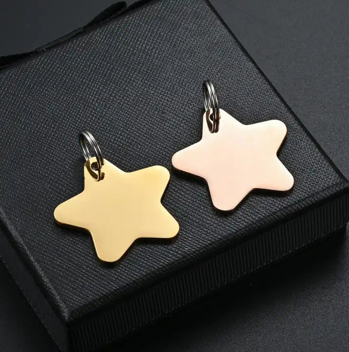 Stainless Steel Engravable Star Cat Dog Tags ( pk of 10 ) / KT0043