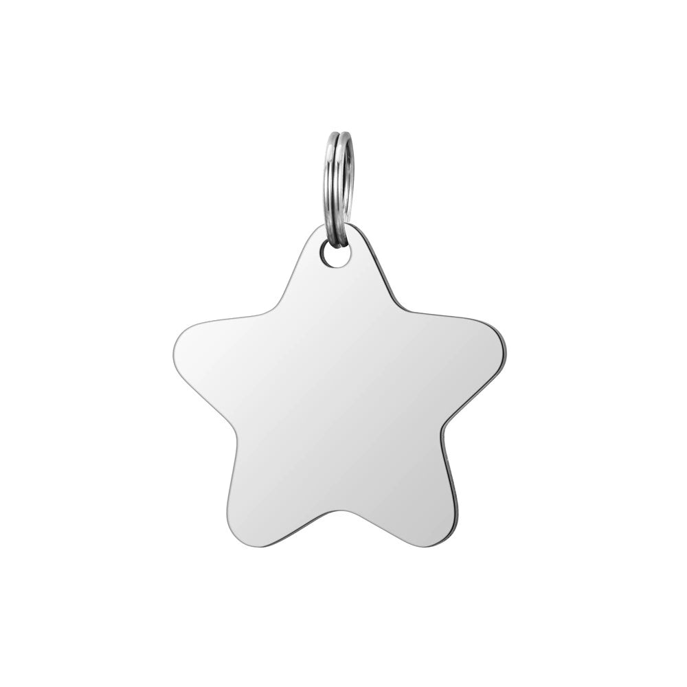 Stainless Steel Engravable Star Cat Dog Tags ( pk of 10 ) / KT0043