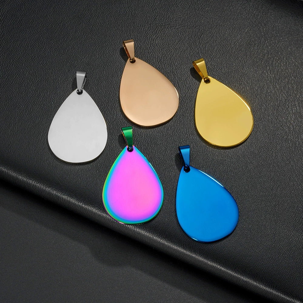 Stainless Steel Engravable Waterdrop Cat Dog Tags ( pk of 10 ) / KT0023