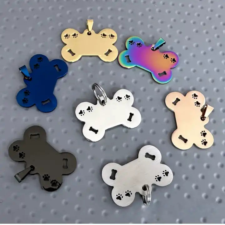 40*28mm Stainless Steel Hollow Engravable Bone Dog Tags / Lot of 10pcs / KT0003