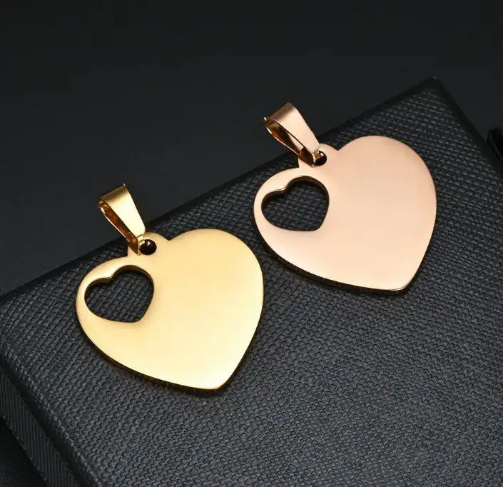 30*30mm Stainless Steel Hollow Heart Engravable Cat Dog Tags ( pk of 10 ) / KT0031