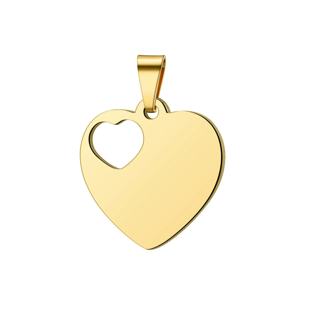 30*30mm Stainless Steel Hollow Heart Engravable Cat Dog Tags ( pk of 10 ) / KT0031