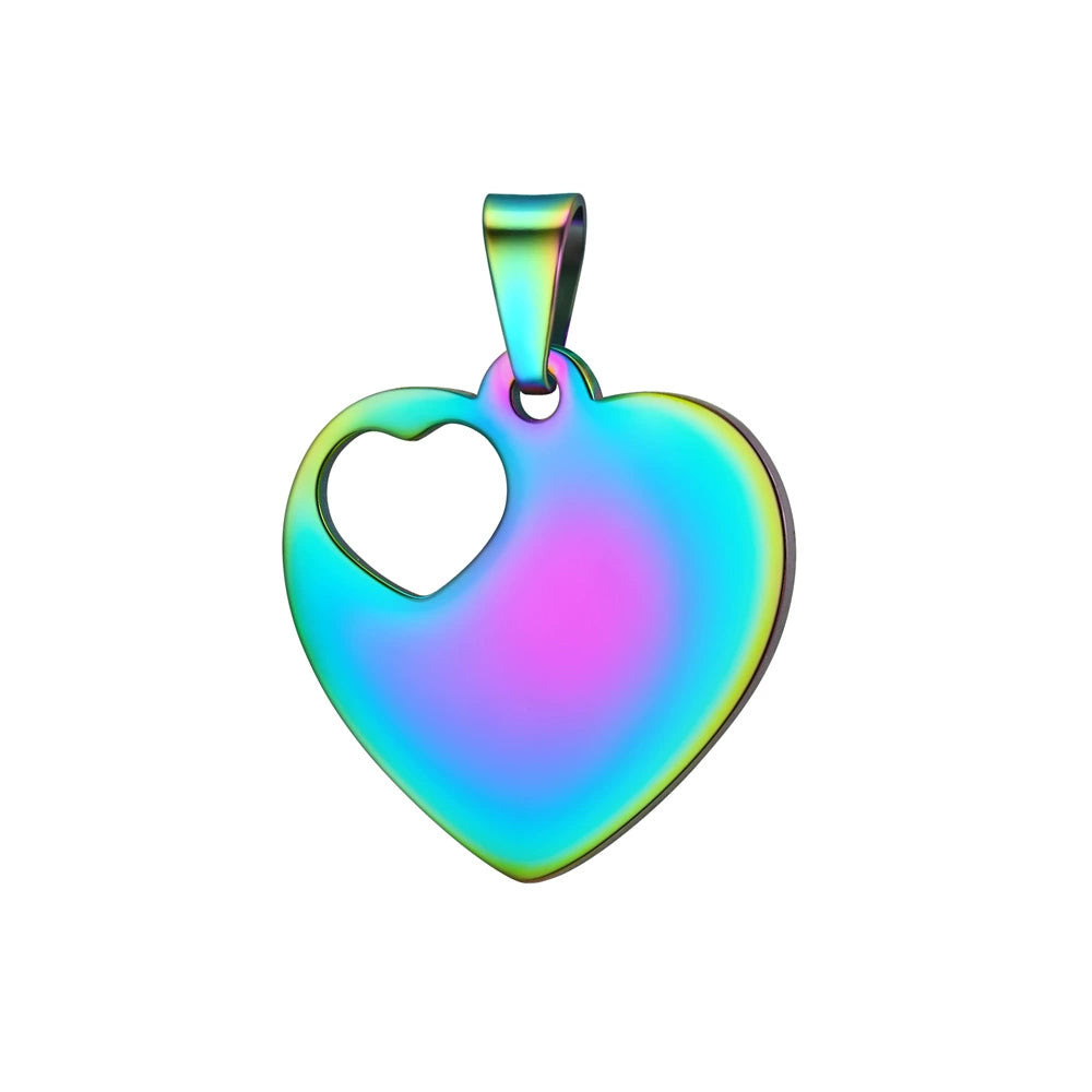30*30mm Stainless Steel Hollow Heart Engravable Cat Dog Tags ( pk of 10 ) / KT0031