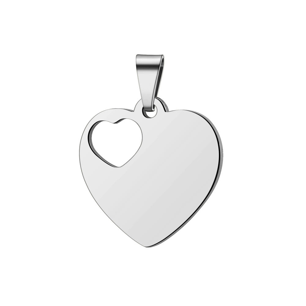 30*30mm Stainless Steel Hollow Heart Engravable Cat Dog Tags ( pk of 10 ) / KT0031