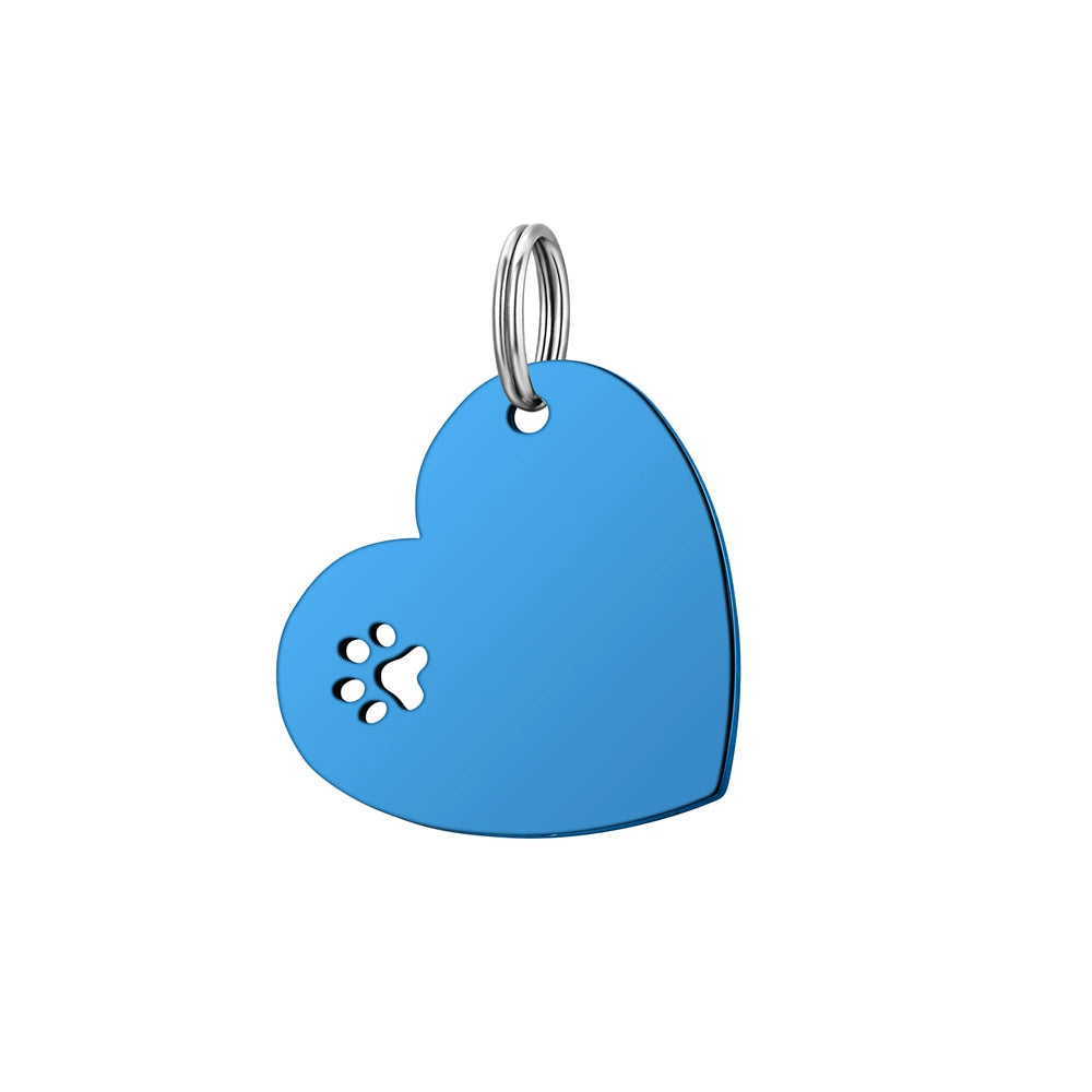 32*29.5mm Stainless Steel Hollow Paw Engravable Heart Cat Dog Tags ( pk of 10 ) / KT0029
