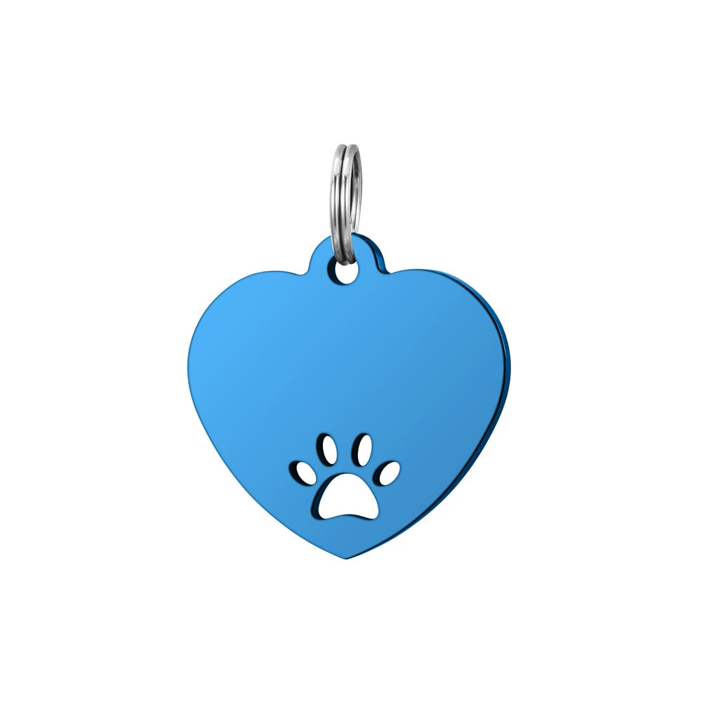 Stainless Steel Hollow Paw Engravable Heart Cat Dog Tags ( pk of 10 ) / KT0030