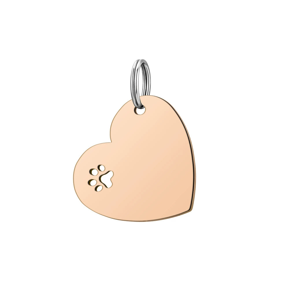 32*29.5mm Stainless Steel Hollow Paw Engravable Heart Cat Dog Tags ( pk of 10 ) / KT0029