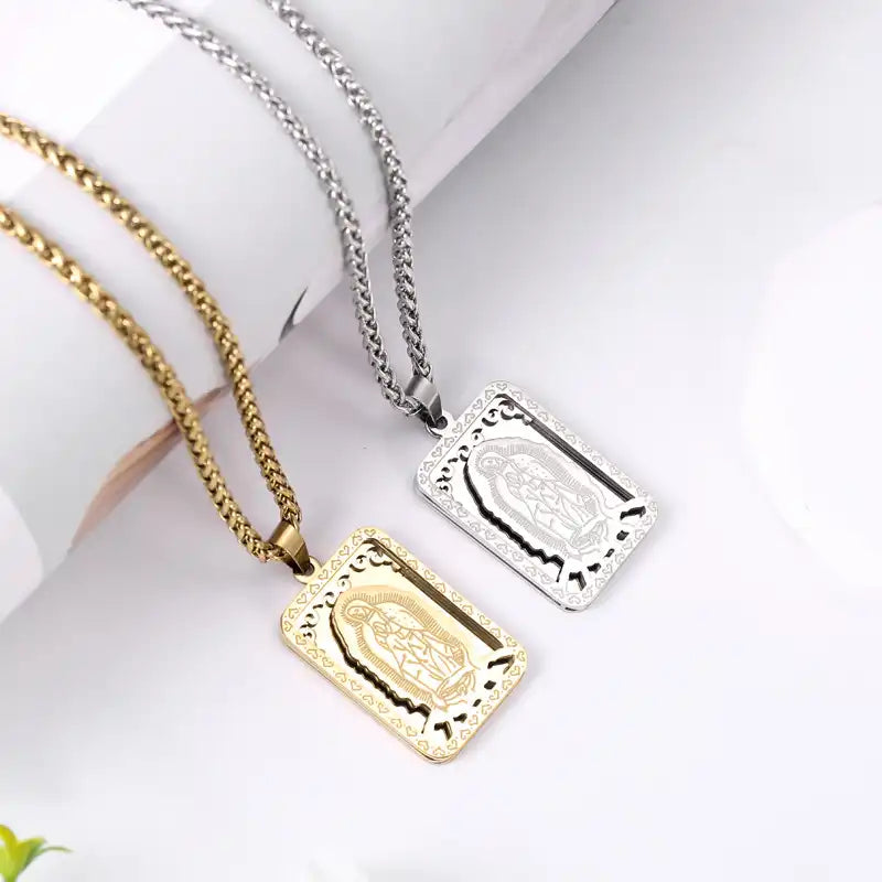 Stainless Steel Minimalist Religious Pendant Necklace / 25005004
