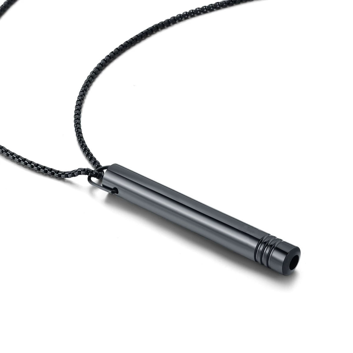 Stainless Steel Polished Whistle Pendant Necklace / KN1030