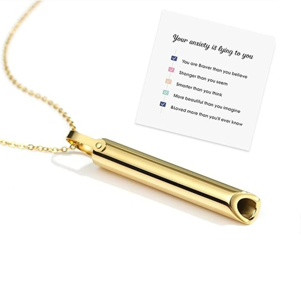 Stainless Steel Polished Whistle Pendant Necklace / KN1031