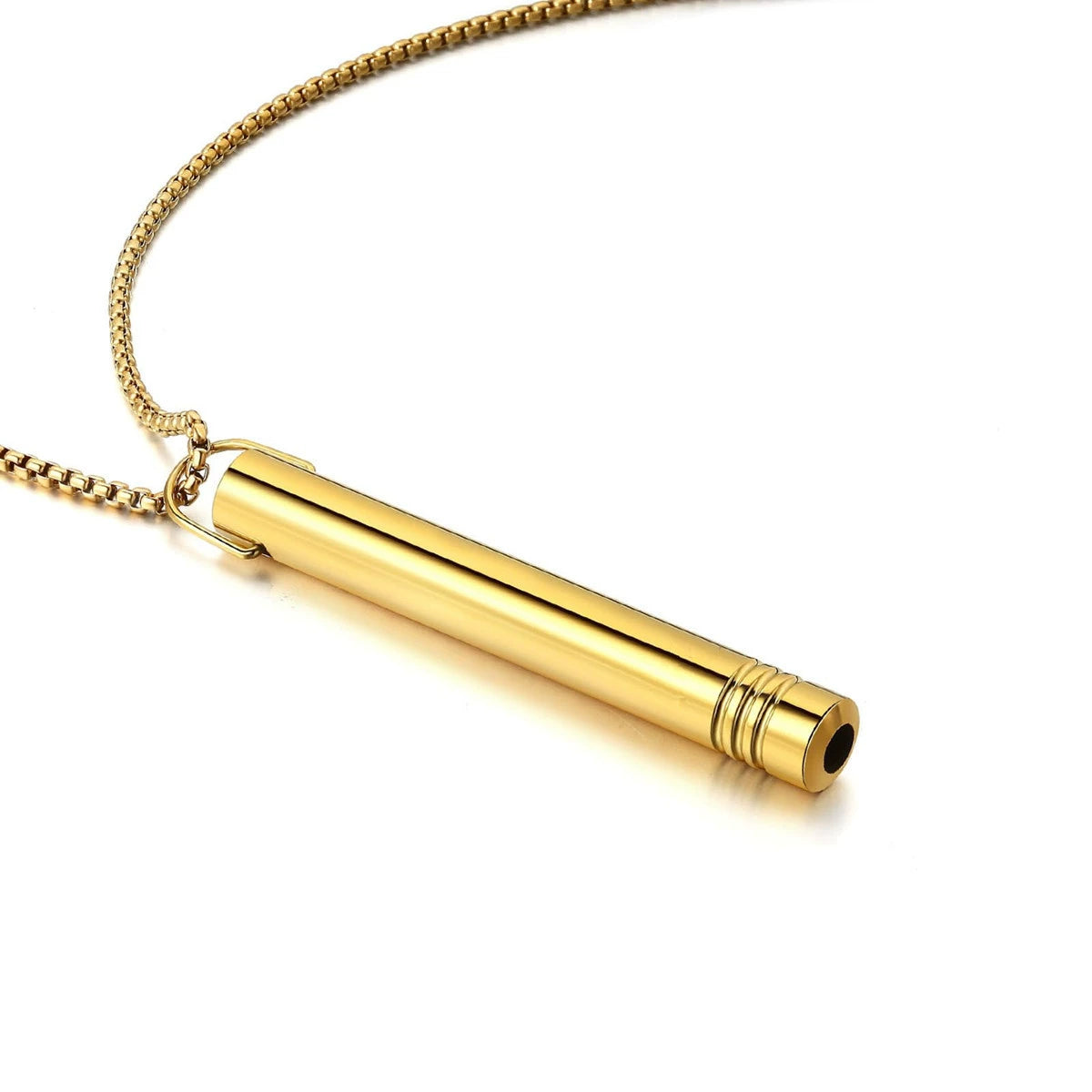 Stainless Steel Polished Whistle Pendant Necklace / KN1030