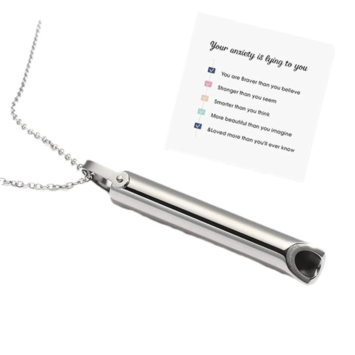 Stainless Steel Polished Whistle Pendant Necklace / KN1031