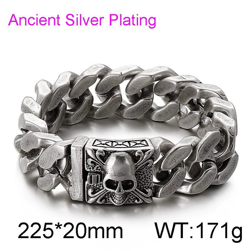 Stainless Steel Skull Cuban Chain Bracelet / KB0028