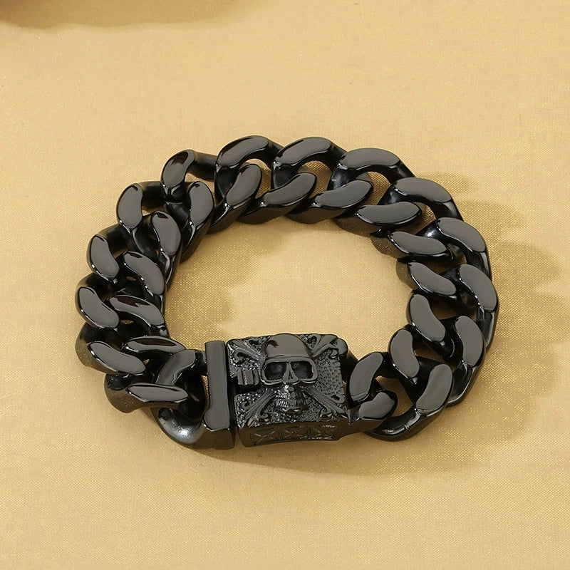 Stainless Steel Skull Cuban Chain Bracelet / KB0028