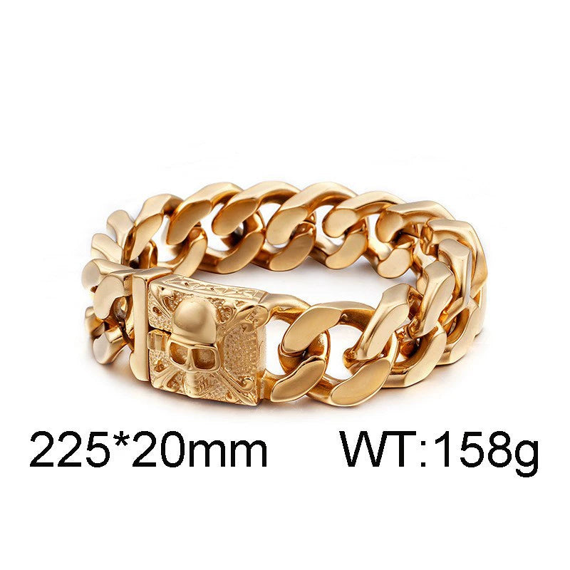 Stainless Steel Skull Cuban Chain Bracelet / KB0028