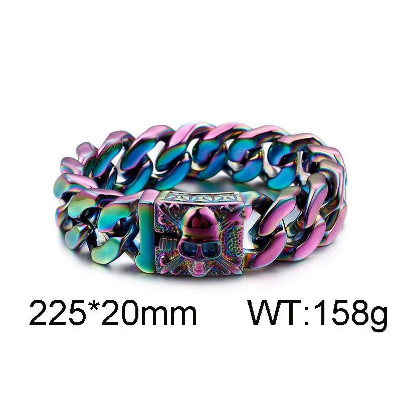Stainless Steel Skull Cuban Chain Bracelet / KB0028