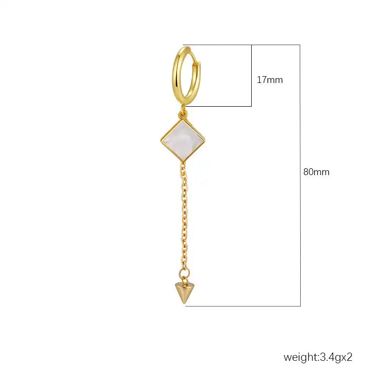 Stainless Steel Tassel Earrings Women's Trendy 18K Dangle Earrings / 25104013