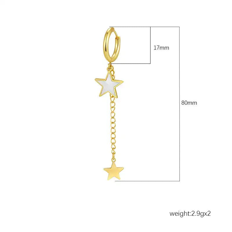 Stainless Steel Tassel Earrings Women's Trendy 18K Dangle Earrings / 25104013