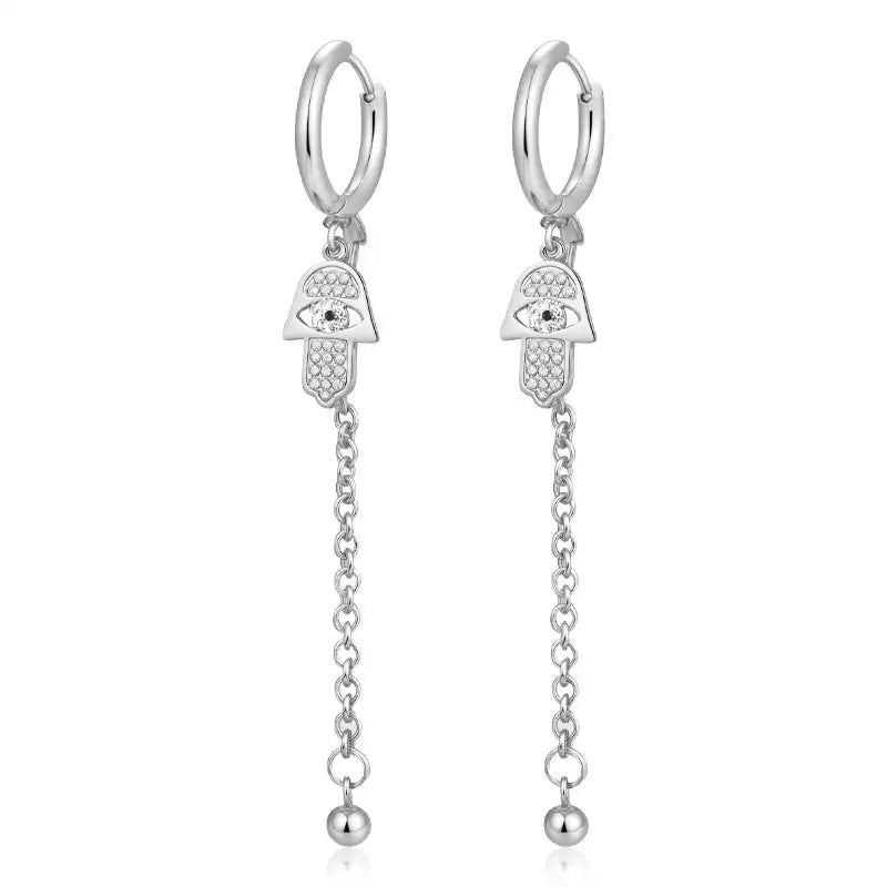 Stainless Steel Tassel Earrings Women's Trendy 18K Dangle Earrings / 25104013