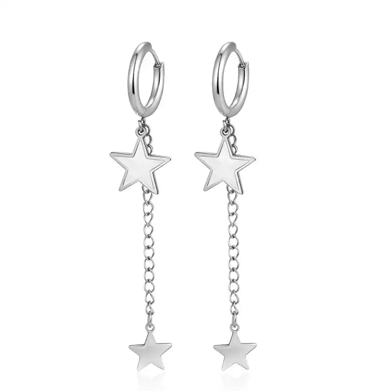 Stainless Steel Tassel Earrings Women's Trendy 18K Dangle Earrings / 25104013
