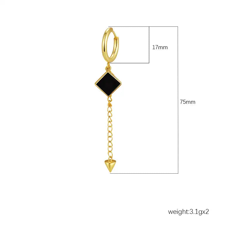 Stainless Steel Tassel Earrings Women's Trendy 18K Dangle Earrings / 25104013