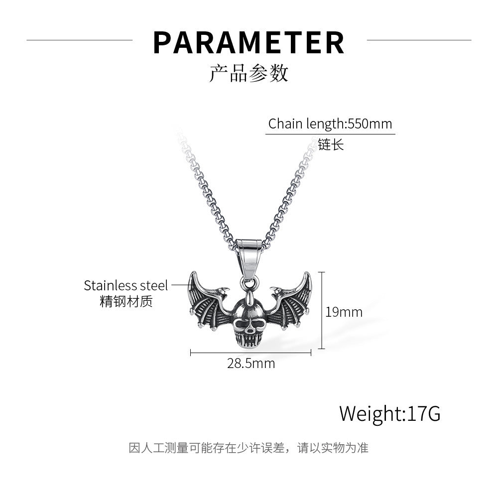 Stainless Steel Vintage Bat Wings Pendant Necklaces