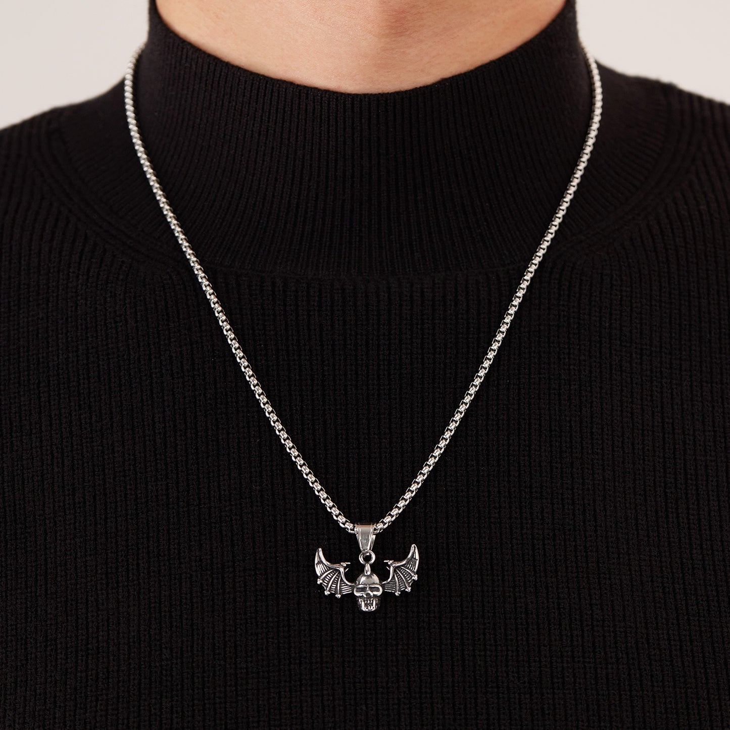 Stainless Steel Vintage Bat Wings Pendant Necklaces
