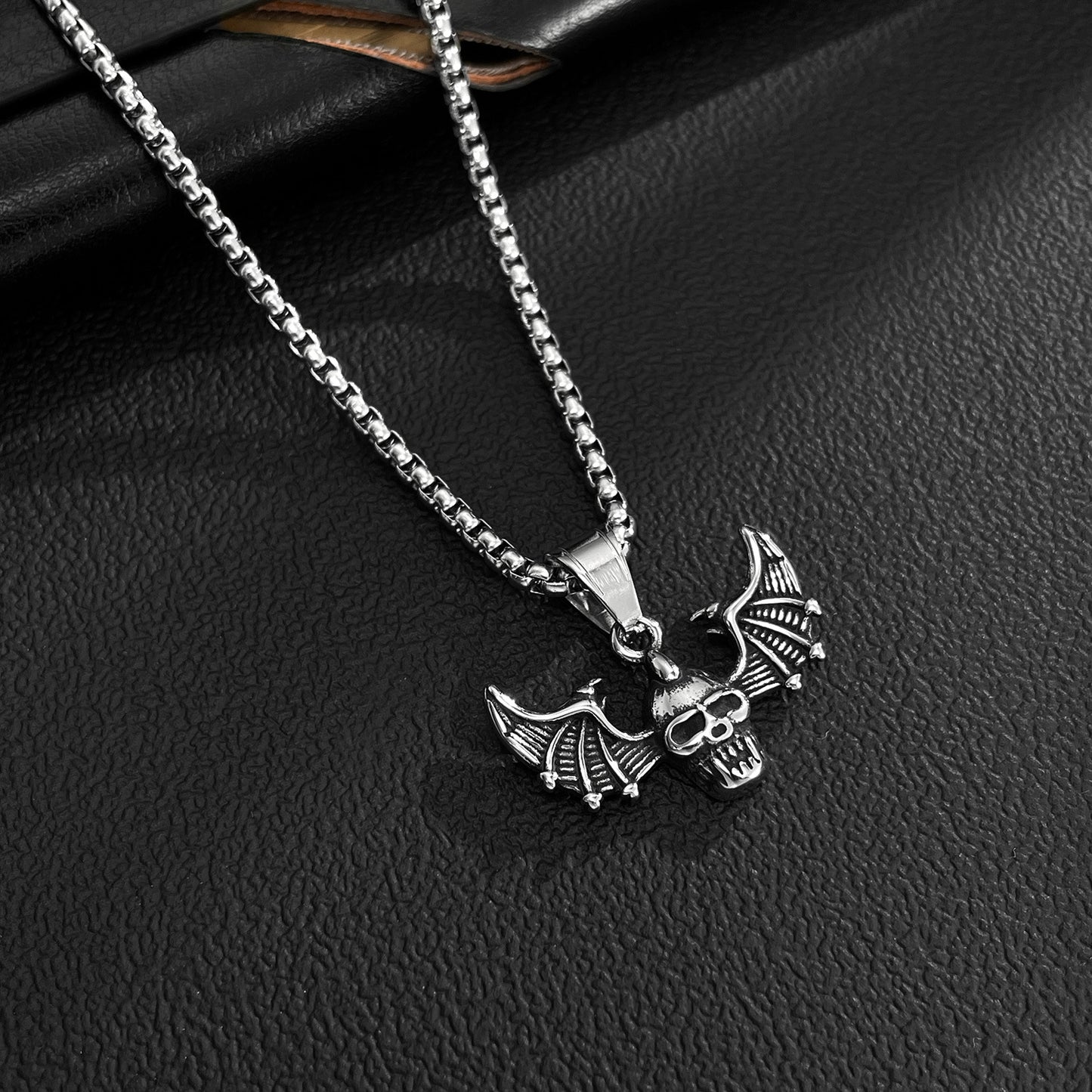 Stainless Steel Vintage Bat Wings Pendant Necklaces
