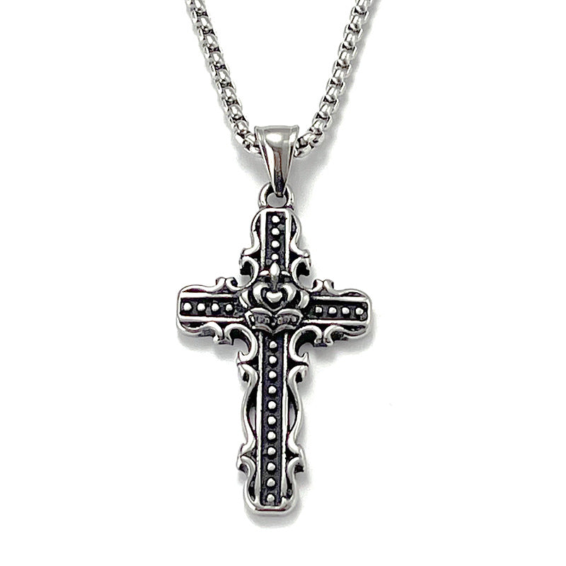 No.1 Stainless Steel Vintage Cross Pendant Necklace / KJ0197