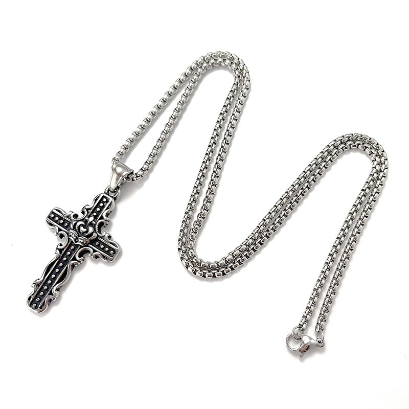 No.10 Stainless Steel Vintage Cross Pendant Necklace / KJ0206