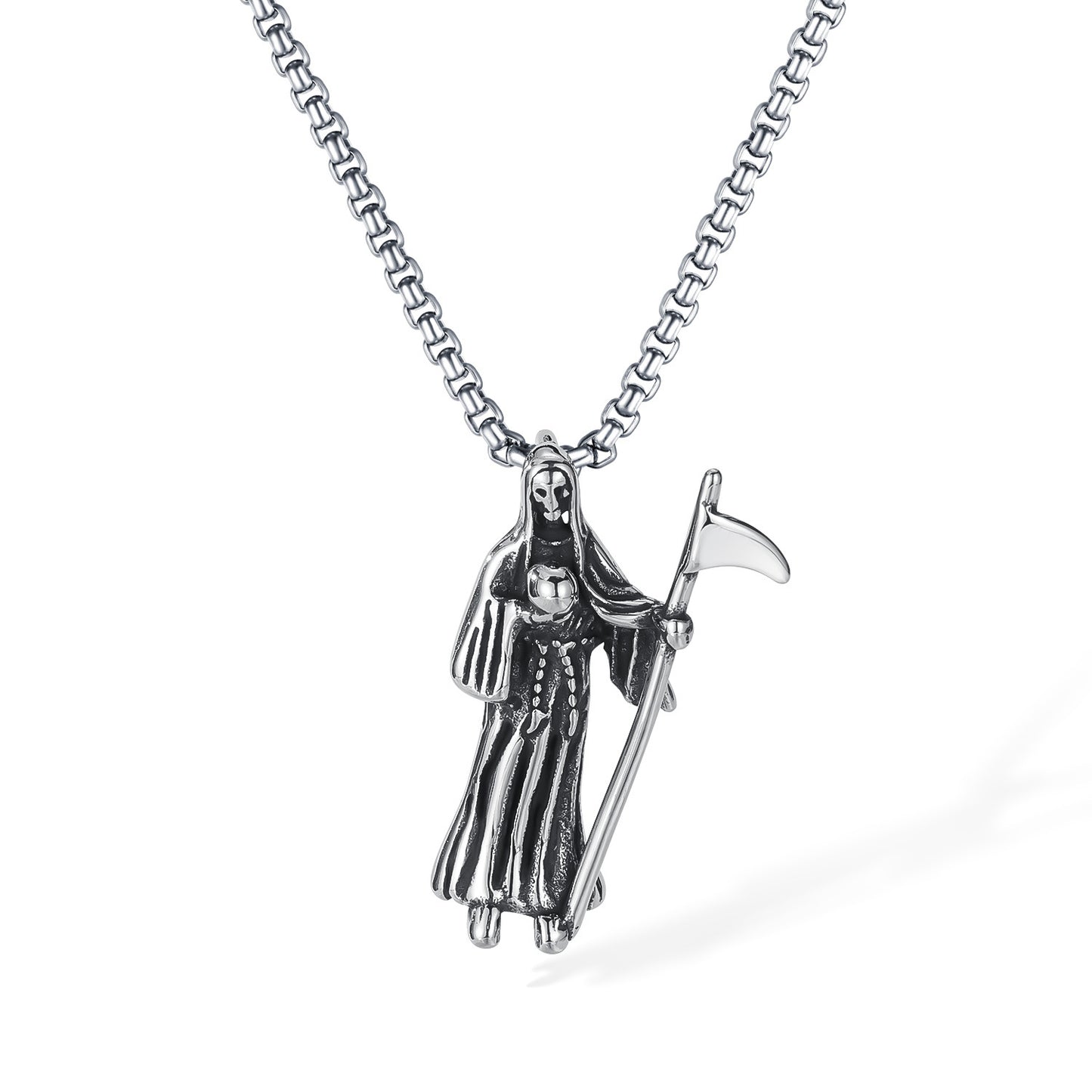 Stainless Steel Vintage Death Scythe Wings Pendant Necklaces