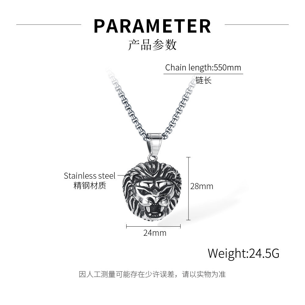 Stainless Steel Vintage Lion Pendant Necklaces