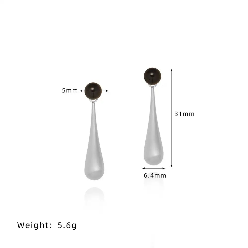 Stainless Steel Vintage Matt Teardrop Natural red agate earrings / 25104004