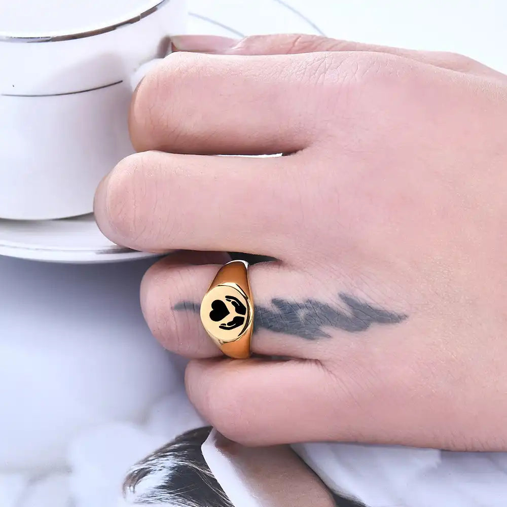 New arrival Stainless Steel Vintage Signet Rings / 25205003