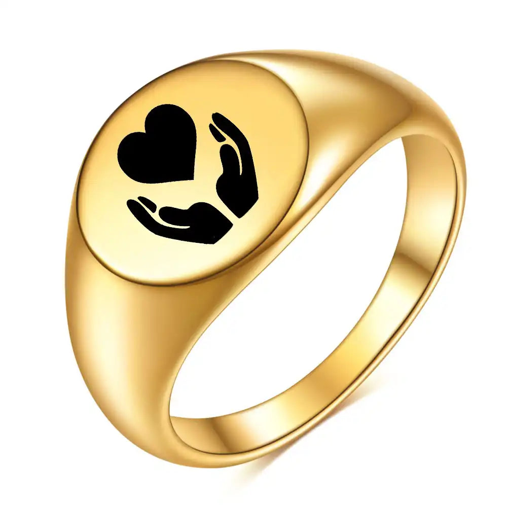 New arrival Stainless Steel Vintage Signet Rings / 25205003