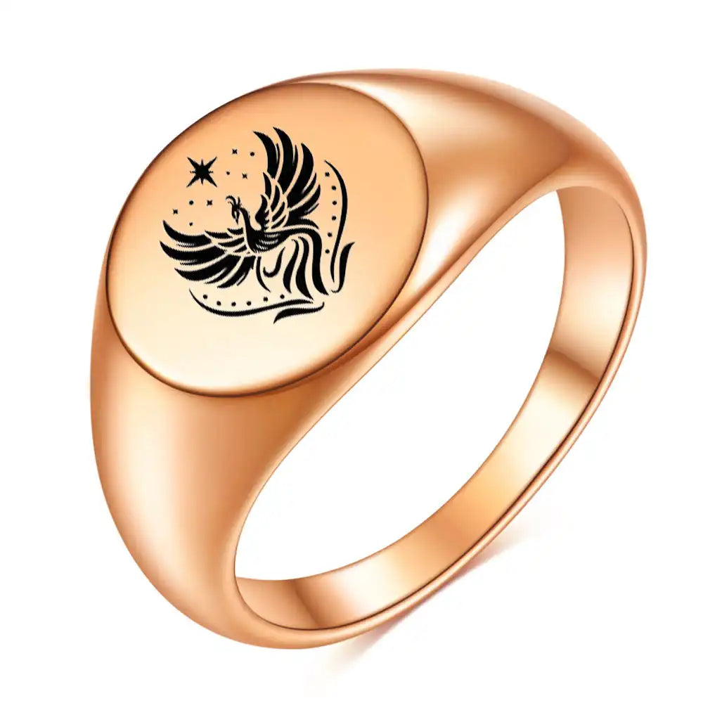 Stainless Steel Vintage Signet and Band Rings / 25205004