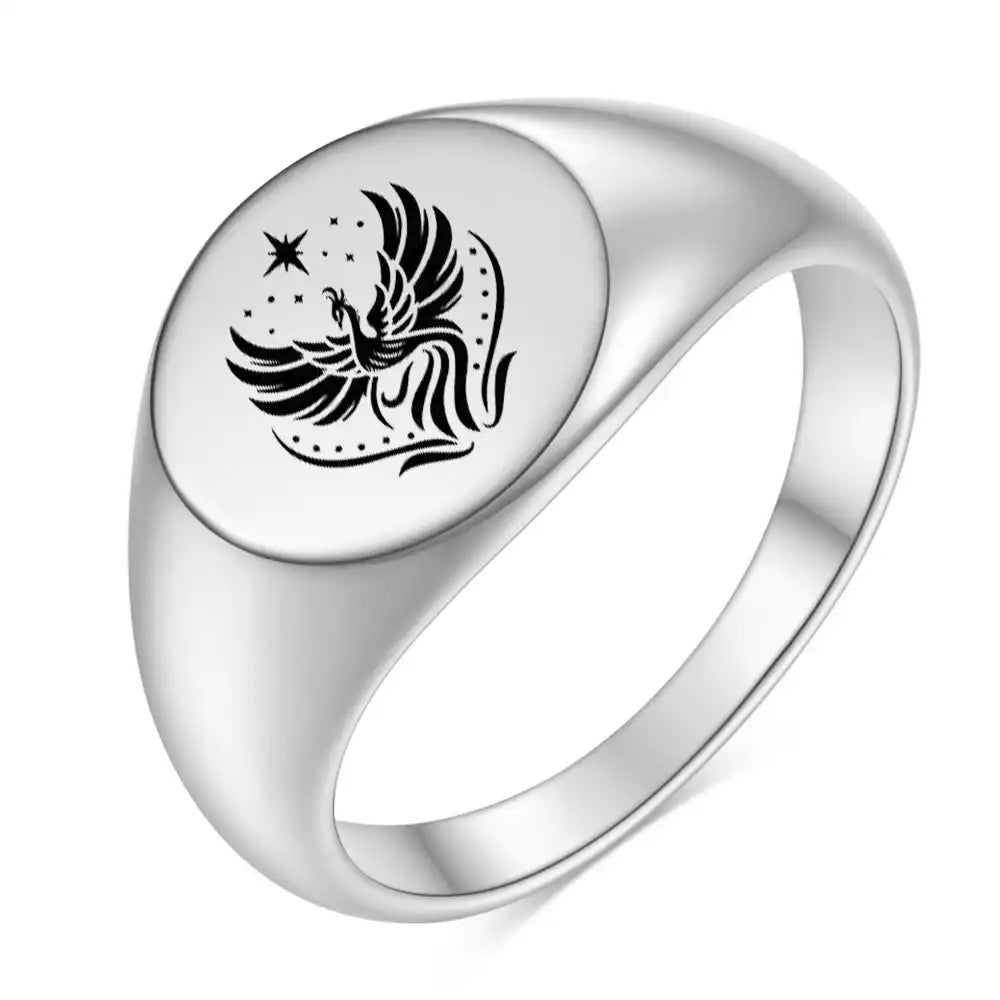 Stainless Steel Vintage Signet and Band Rings / 25205004