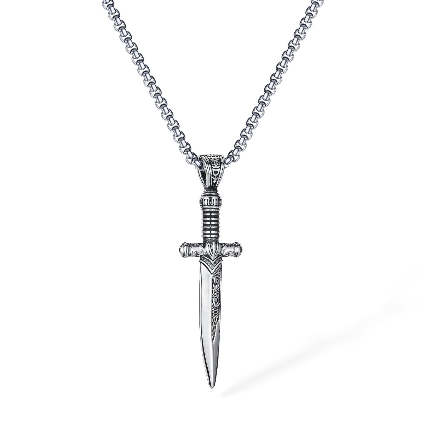 Stainless Steel Vintage Sword Wings Pendant Necklaces / KJ0175