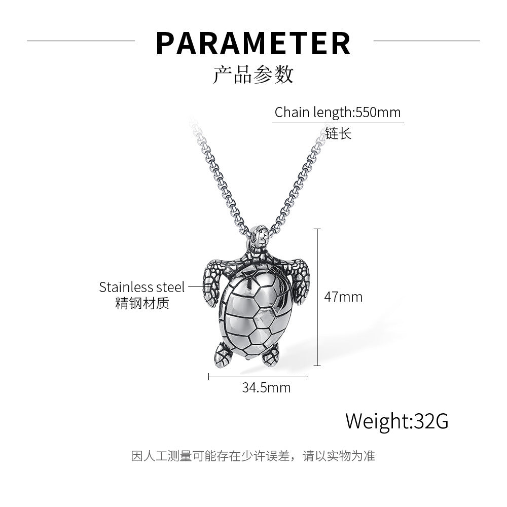 Stainless Steel Vintage Turtle Pendant Necklaces