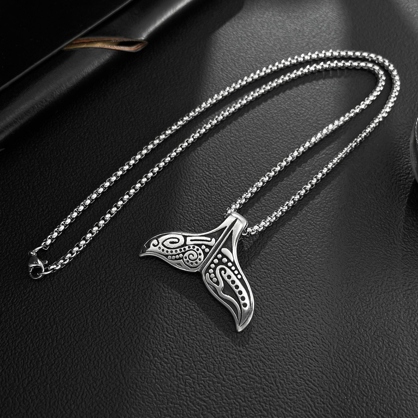 Stainless Steel Vintage Whale Wings Pendant Necklaces