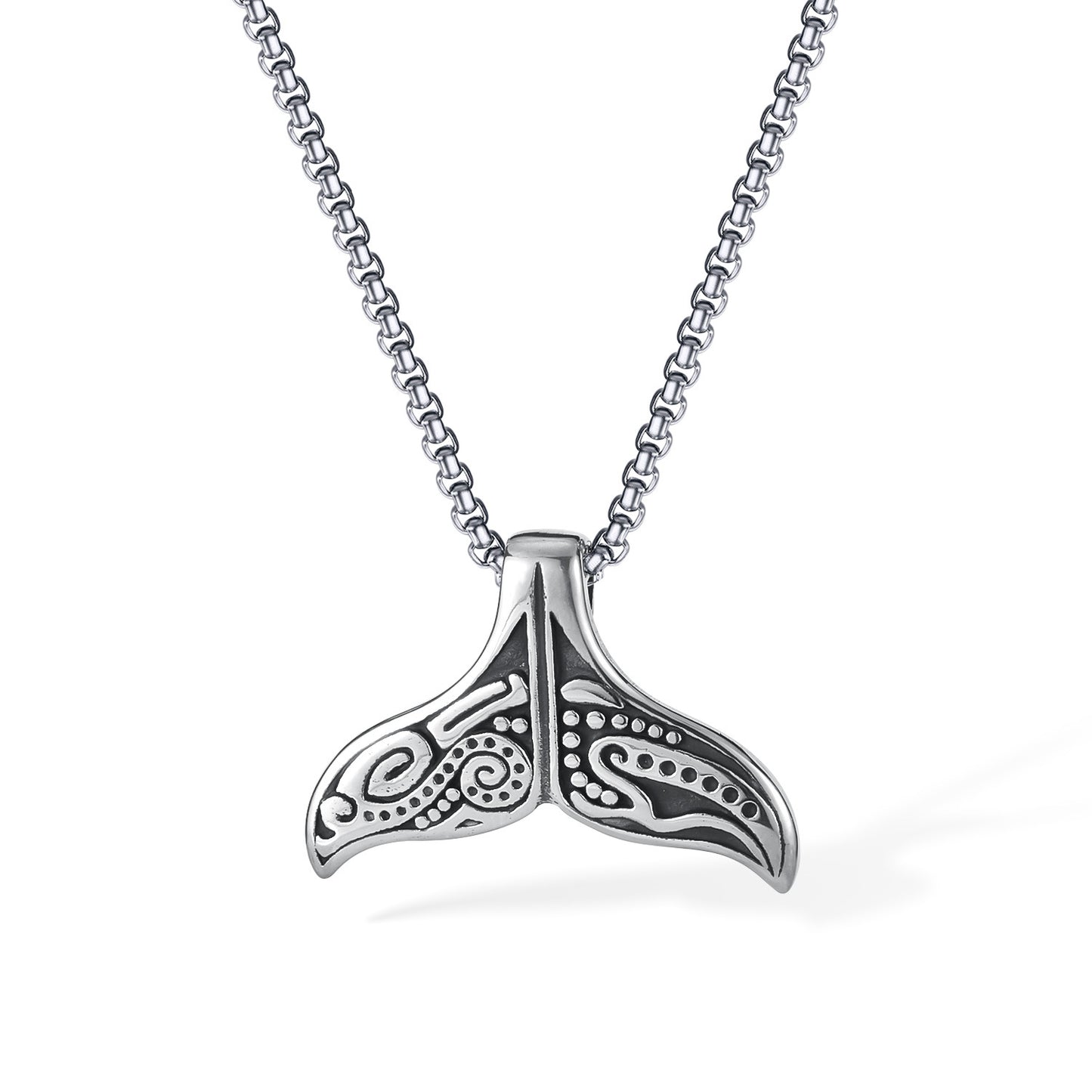 Stainless Steel Vintage Whale Wings Pendant Necklaces