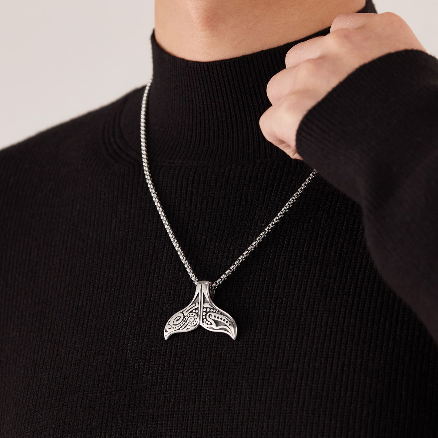 Stainless Steel Vintage Whale Wings Pendant Necklaces