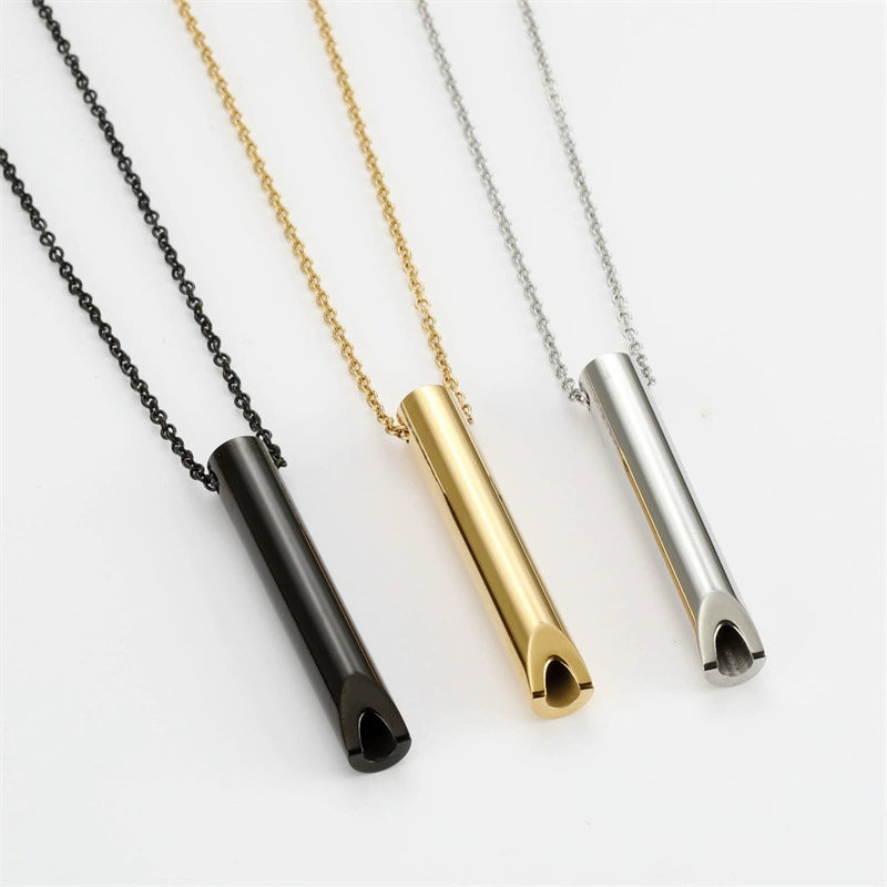Stainless Steel Polished Whistle Pendant Necklace / KN1029