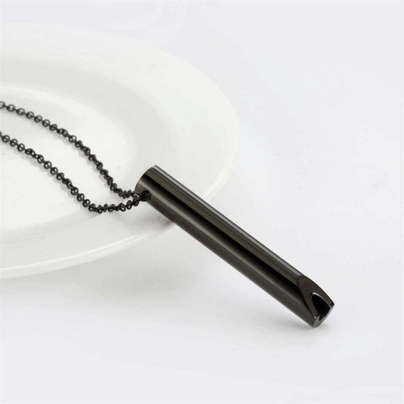 Stainless Steel Polished Whistle Pendant Necklace / KN1029