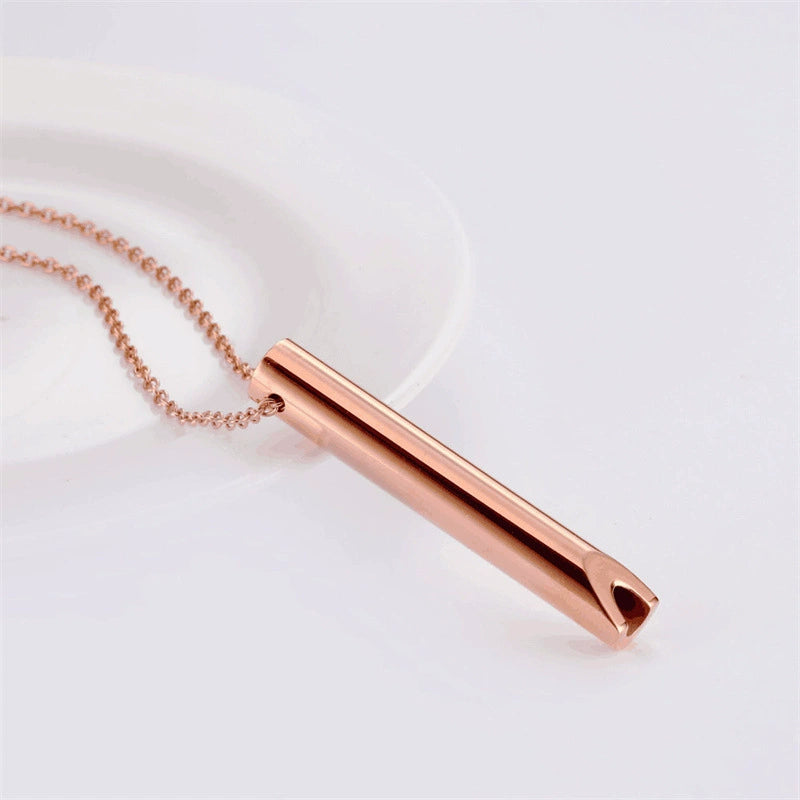 Stainless Steel Polished Whistle Pendant Necklace / KN1029