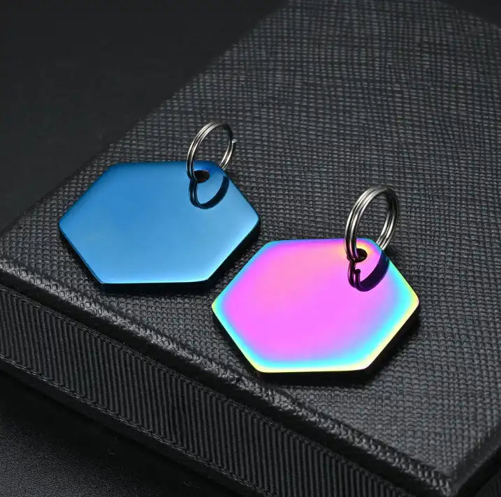 Stainless Steel Engravable Hexagon Cat Dog Tags ( pk of 10 ) / KT0041