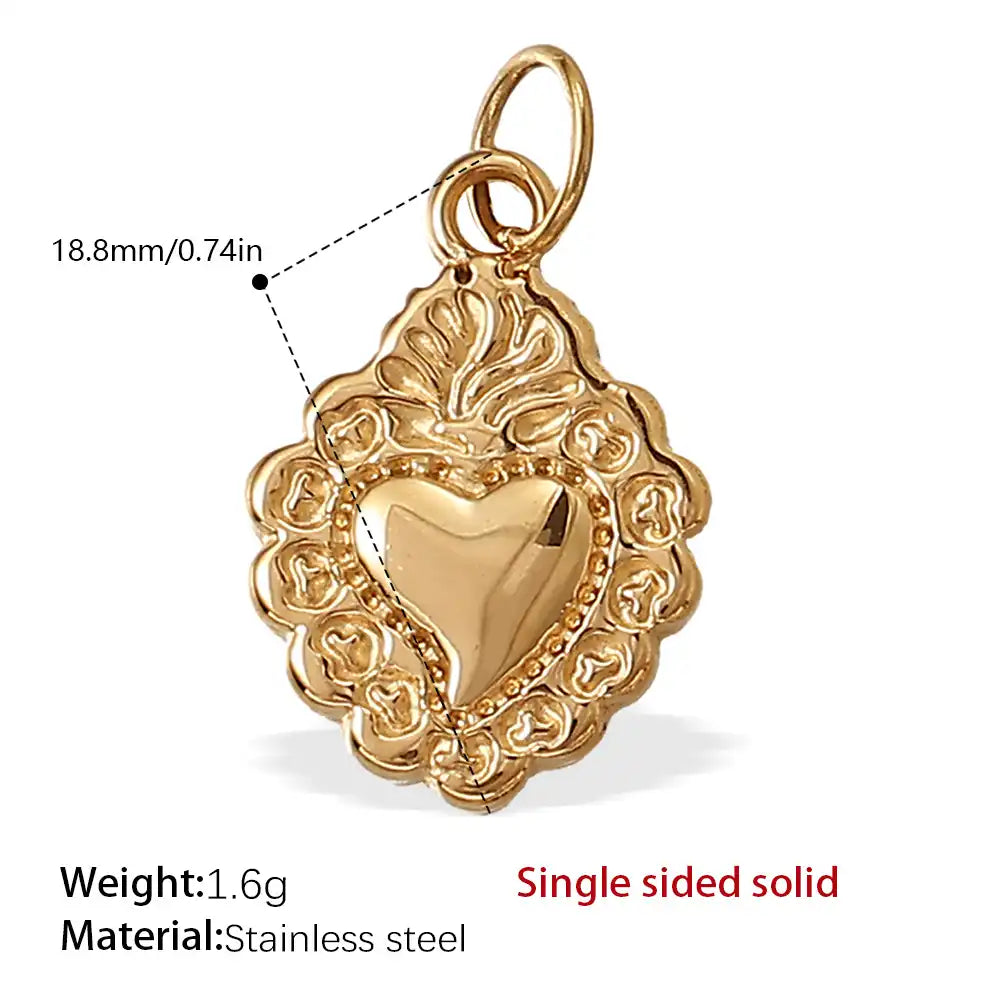 Stainless steel 18K gold plated bow heart pendant / 25504024